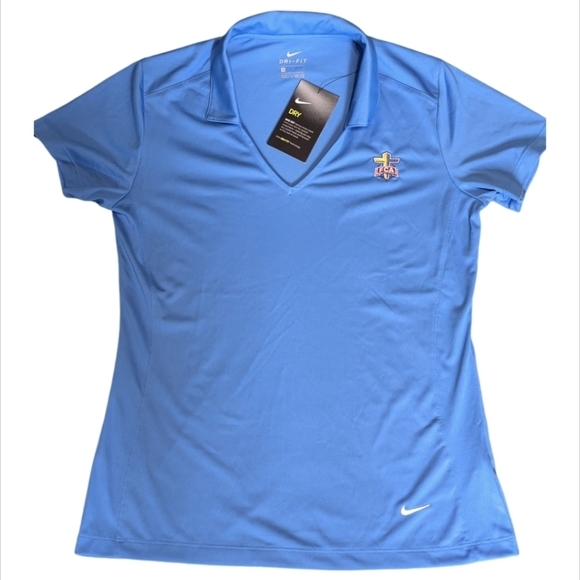 Nike polo FCA (Fellowship of Christian Athletes) sky blue size small dri fit NWT - Picture 1 of 8